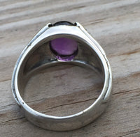 Large Eagle Wing Ring .925 Sterling Silver with Genuine Amethyst Gemstone Made in the USA