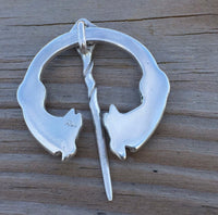 Celtic Raven Brooch .925 Sterling Silver Medieval Cloak Pin w/ Genuine Amethyst gemstones Made in the USA