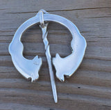 Celtic Raven Brooch .925 Sterling Silver Medieval Cloak Pin w/ Genuine Amethyst gemstones Made in the USA