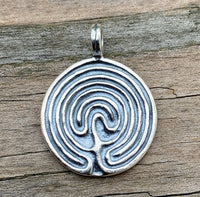 solid .925 Sterling Silver Labyrinth Pendant