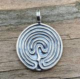 solid .925 Sterling Silver Labyrinth Pendant