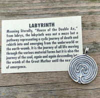Labyrinth Pendant Solid .925 Sterling Silver Goddess Pathway Jewelry Made in USA