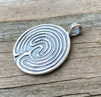 Labyrinth Pendant Solid .925 Sterling Silver Goddess Pathway Jewelry Made in USA