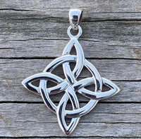 Witches Knot Pendant .925 Sterling Silver - Celtic knot Quaternary Knot pendant