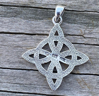 Witches Knot Pendant .925 Sterling Silver - Celtic knot Quaternary Knot pendant