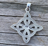 Witches Knot Pendant .925 Sterling Silver - Celtic knot Quaternary Knot pendant
