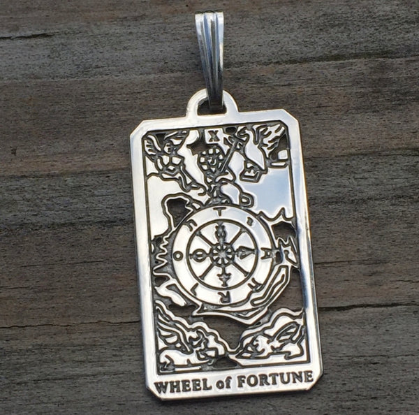 The Wheel of Fortune Tarot Card Pendant - 10 in the Major Arcana