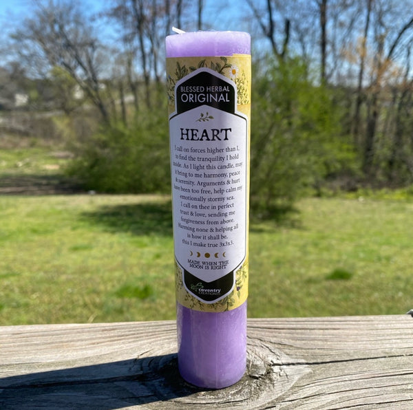 Healing Heart blessed herbal pillar candle Coventry Creations release heal USA