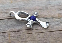 Ankh Pendant Solid .925 Sterling Silver w/ Natural Lapis Lazuli gemstone