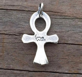 Ankh Pendant Solid .925 Sterling Silver w/ Natural Lapis Lazuli gemstone