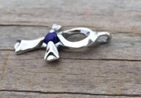 Ankh Pendant Solid .925 Sterling Silver w/ Natural Lapis Lazuli gemstone - Small ankh USA