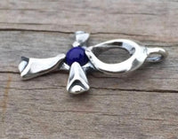 Ankh Pendant Solid .925 Sterling Silver w/ Natural Lapis Lazuli gemstone