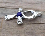 Ankh Pendant Solid .925 Sterling Silver w/ Natural Lapis Lazuli gemstone