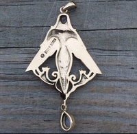 Freya Norse Love Goddess Pendant Bronze w/ genuine Rainbow Moonstone - Viking Queen Amulet