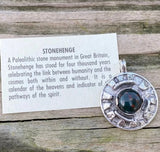 Sacred MYSTERIES of STONEHENGE Pendant .925 Sterling Silver with Natural Bloodstone Heliotrope USA