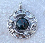 Sacred MYSTERIES of STONEHENGE Pendant .925 Sterling Silver with Natural Bloodstone Heliotrope USA