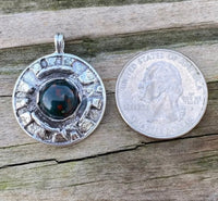 Sacred MYSTERIES of STONEHENGE Pendant .925 Sterling Silver with Natural Bloodstone Heliotrope USA