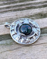 Sacred MYSTERIES of STONEHENGE Pendant .925 Sterling Silver with Natural Bloodstone Heliotrope USA