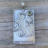 Empress Tarot Card Pendant .925 Sterling Silver Natural Peridot