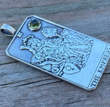 Empress Tarot Card Pendant .925 Sterling Silver Natural Peridot