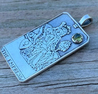 Empress Tarot Card Pendant .925 Sterling Silver Natural Peridot