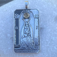 The High Priestess Tarot Card Pendant with Natural Genuine Citrine gemstone
