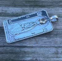 The High Priestess Tarot Card Pendant with Natural Genuine Citrine gemstone