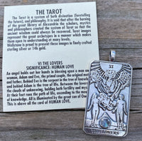 The Lovers Tarot Card Pendant with rainbow moonstone