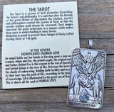 The Lovers Tarot Card Pendant with rainbow moonstone