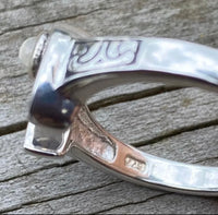 Horns Of Isis Moon Ring .925 Sterling Silver w/ genuine Rainbow Moonstone