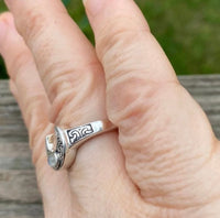 Horns Of Isis Moon Ring .925 Sterling Silver w/ genuine Rainbow Moonstone