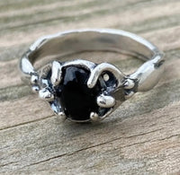 Earth Dreamer Isis Egyptian Moon Goddess Ring .925 Sterling Silver w/ Genuine Black Onyx