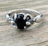 Earth Dreamer Isis Egyptian Moon Goddess Ring .925 Sterling Silver w/ Genuine Black Onyx
