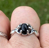 Earth Dreamer Isis Egyptian Moon Goddess Ring .925 Sterling Silver w/ Genuine Black Onyx