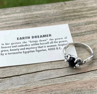 Earth Dreamer Isis Egyptian Moon Goddess Ring .925 Sterling Silver w/ Genuine Black Onyx