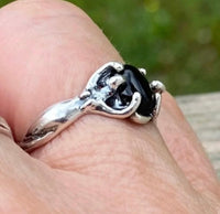 Earth Dreamer Isis Egyptian Moon Goddess Ring .925 Sterling Silver w/ Genuine Black Onyx