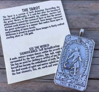 World Tarot Card Pendant .925 Sterling Silver w/ Genuine Opal Triplet gemstone
