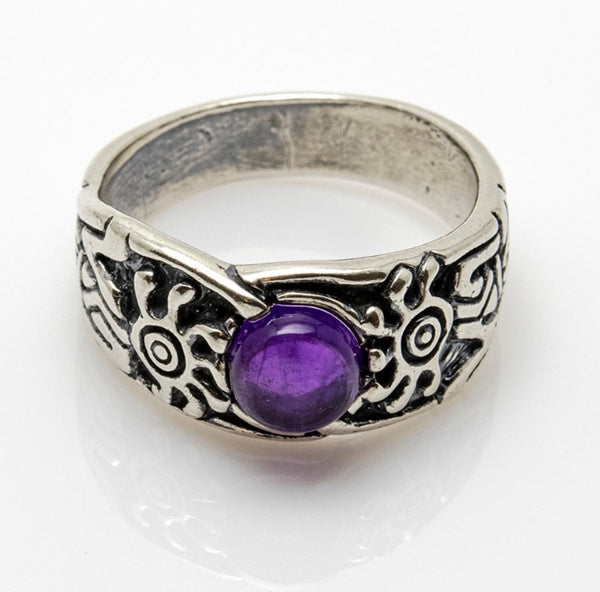Medicine Healer Goddess Ring .925 Sterling Silver with Genuine Amethyst gemstone USA