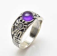 Medicine Healer Goddess Ring .925 Sterling Silver with Genuine Amethyst gemstone USA