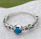Celtic Medieval Dragon Ring .925 Sterling Silver with Genuine Turquoise gemstone USA