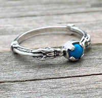 Celtic Medieval Dragon Ring .925 Sterling Silver with Genuine Turquoise gemstone USA