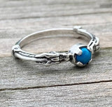 Celtic Medieval Dragon Ring .925 Sterling Silver with Genuine Turquoise gemstone USA