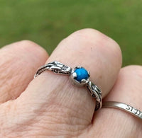 Celtic Medieval Dragon Ring .925 Sterling Silver with Genuine Turquoise gemstone USA