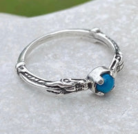 Celtic Medieval Dragon Ring .925 Sterling Silver with Genuine Turquoise gemstone USA