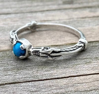 Celtic Medieval Dragon Ring .925 Sterling Silver with Genuine Turquoise gemstone USA