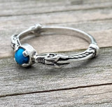 Celtic Medieval Dragon Ring .925 Sterling Silver with Genuine Turquoise gemstone USA