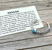 Celtic Medieval Dragon Ring .925 Sterling Silver with Genuine Turquoise gemstone USA