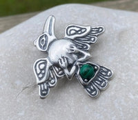 Raven Crow Bird Pendant in .925 Sterling Silver