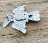 Tribal Raven Pendant .925 Sterling Silver w/ Natural Malachite Northwest Crow USA