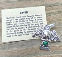 Raven Crow Bird Pendant in .925 Sterling Silver